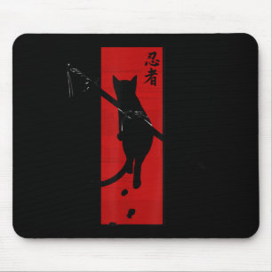 Tapis De Souris Graphique de tatouage japonais Samurai Ninja Cat K