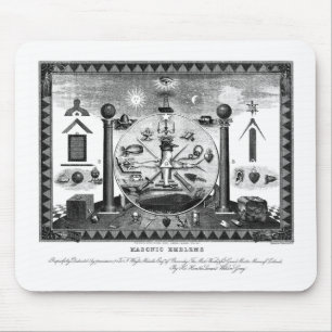 Tapis De Souris Graphique des emblèmes maçonniques de 1874