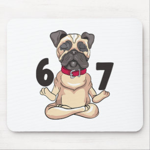Tapis De Souris Graphique drôle de 67 Pug Dog Yoga Hand Pose 