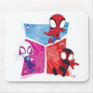 Tapis De Souris Graphique du panneau d'action de l'équipe Spidey