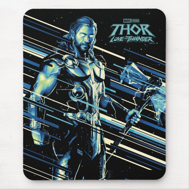 Tapis De Souris Graphique Thor Stylisé en caractères triés (Devant)