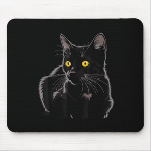Tapis De Souris Graphisme d'art de chat noir avec des yeux jaunes