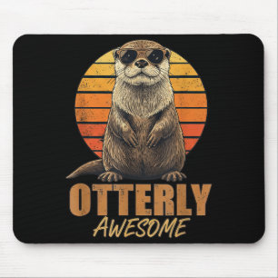 Tapis De Souris Graphisme de loutre adorable au coucher du soleil