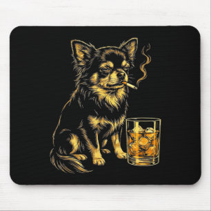 Tapis De Souris Graphisme de mème de chien drôle de chihuahua fuma