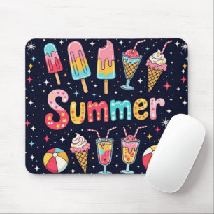 Tapis De Souris Graphismes amusants d'été sur fond noir