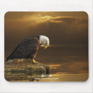 Tapis De Souris "Gratitude" Aigle de tête et Soleil d'or