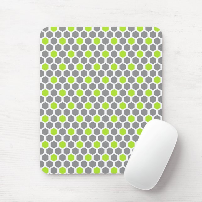 Tapis De Souris Gray vert moderne géométrique (Avec souris)