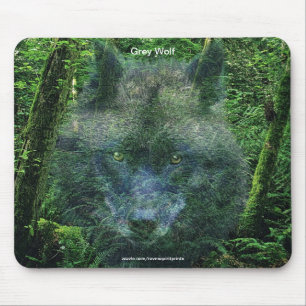Tapis De Souris Gray Wolf & Forest Partisan de la faune Animal Art