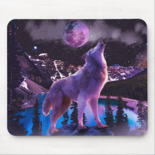 Tapis De Souris Gray wolf howling in forest