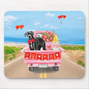 Tapis De Souris Great Dane Chien Valentine's Day Truck