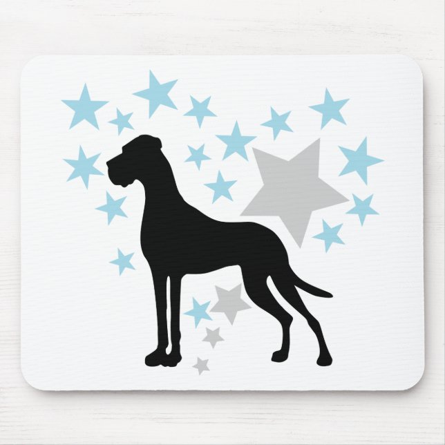 Tapis De Souris Great Dane et un coeur étoilé (Devant)