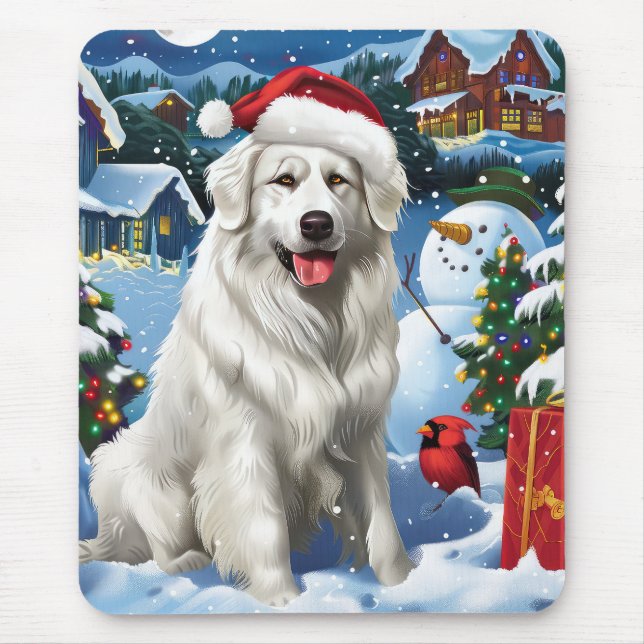 Tapis De Souris Great Pyrenees Winter Wonderland Noël Joie (Devant)