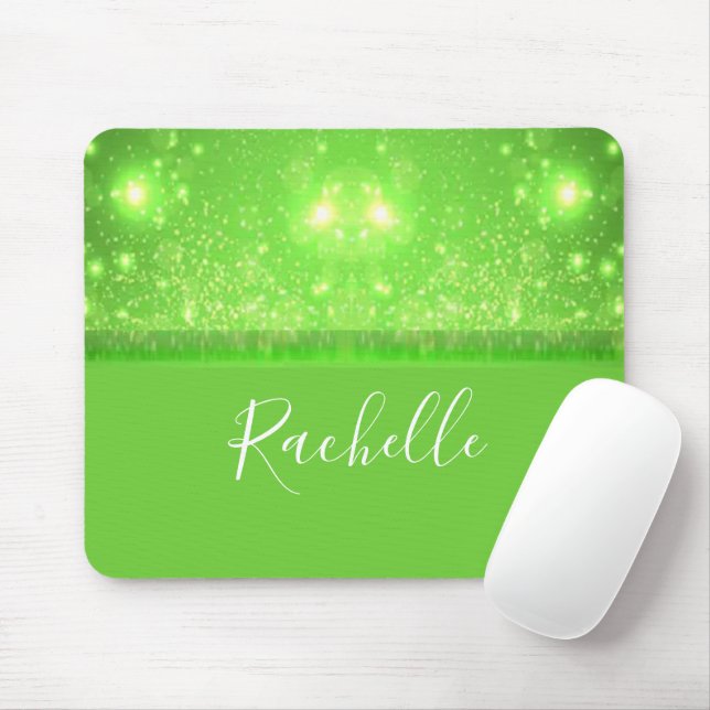 Tapis De Souris Green and white glitter (Avec souris)