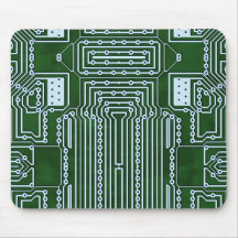 Green Computer Circuit Board White Lines Motif