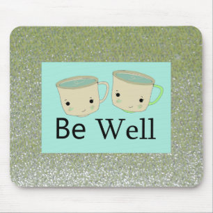 Tapis De Souris Green Matcha Tea Faux Glitter Be Well Mousepad