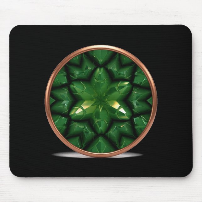 Tapis De Souris Green Pointed Star Fractal With Copper Frame (Devant)