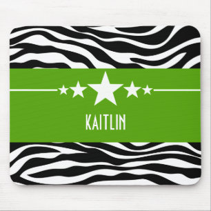 Tapis De Souris Green Sassy Star Zebra Mousepad
