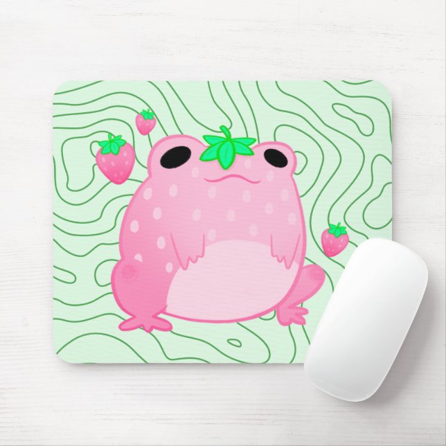 Tapis De Souris Grenouille à fraise Kawaii (Avec souris)