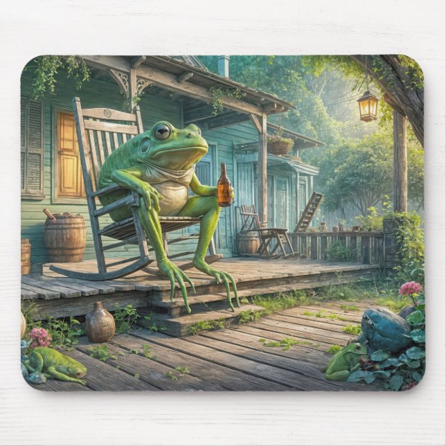 Tapis De Souris Grenouille Assis Dans Une Chaise À Rocher (Devant)