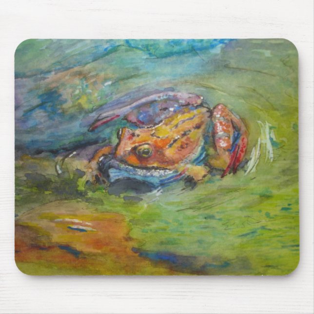 Tapis De Souris Grenouille heureuse peinte par aquarelle (Devant)