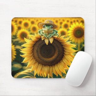 Tapis De Souris Grenouille sur un tournesol jaune