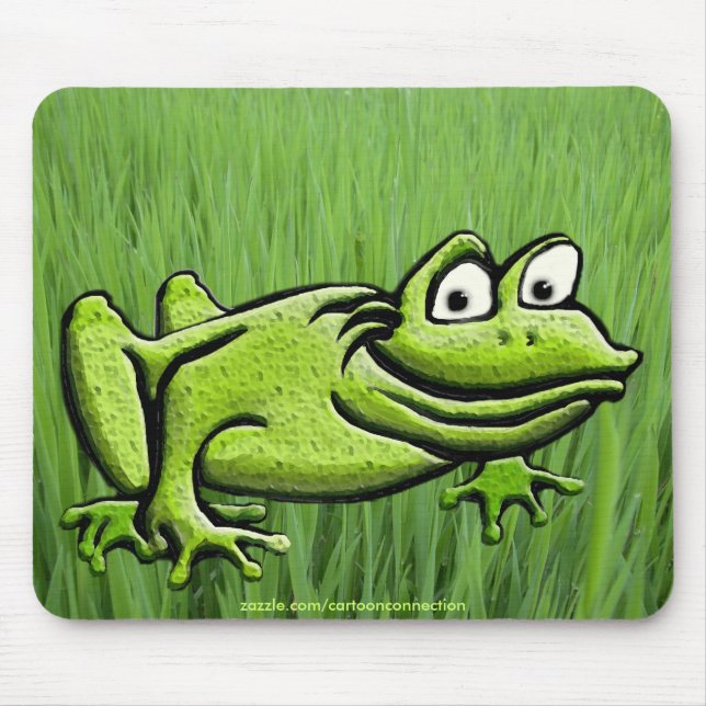 Tapis De Souris Grenouille verte dans le dessin animalier (Devant)