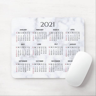 Tapis De Souris Grey and White Marble   Custom 2021 Calendar