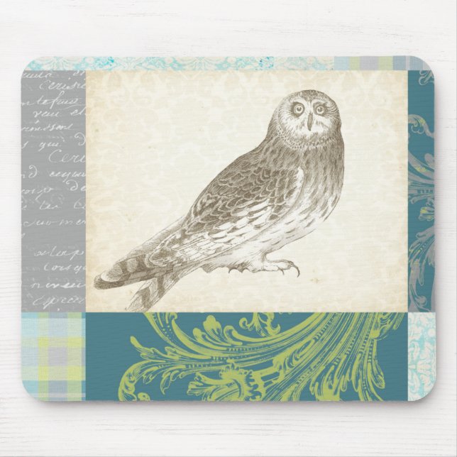 Tapis De Souris Grey Owl sur Arrière - plan Motif (Devant)