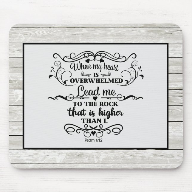 Tapis De Souris Grey Rustique Bois Chrétien Verse Bible Overwhelan (Devant)