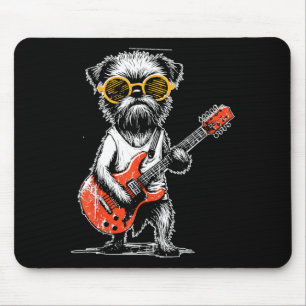 Tapis De Souris Griffon de Bruxelles vintage jouant de la guitare 