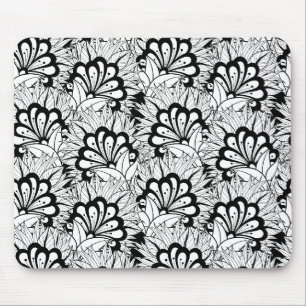 Tapis De Souris Griffonnage de motif de fleur