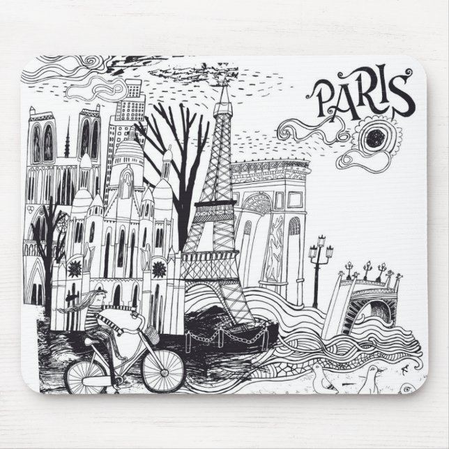 Tapis De Souris Griffonnage de Paris France (Devant)