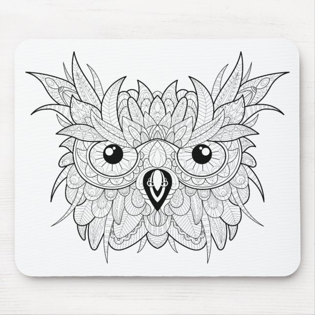Tapis De Souris Griffonnage mignon de portrait de hibou (Devant)