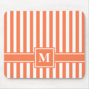 Tapis De Souris Grille moderne corail avec Monogramme