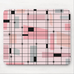Tapis De Souris Grille rose rétro et Starburst Mousepad
