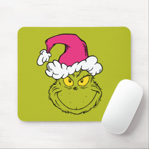 Tapis De Souris Grinch avec chapeau de Père Noël rose