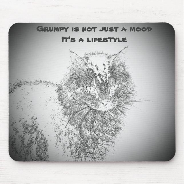 Tapis de souris grincheux de chat de mode de vie (Devant)