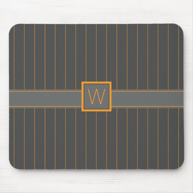 Tapis De Souris Gris aux rayures orange Mousepad (Devant)