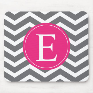 Tapis De Souris Gris blanc Chevron rose clair Monogramme
