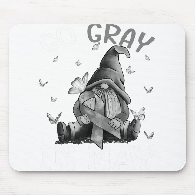 Tapis De Souris Gris en mai Cerveau Cancer Sensibilisation Gris (Devant)