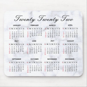 Tapis De Souris Gris et Marbre blanc   Calendrier personnalisé 202