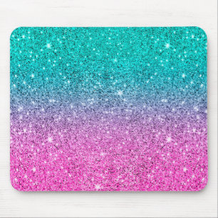 Tapis De Souris Gris rose chaud et turquoise texture parties scint