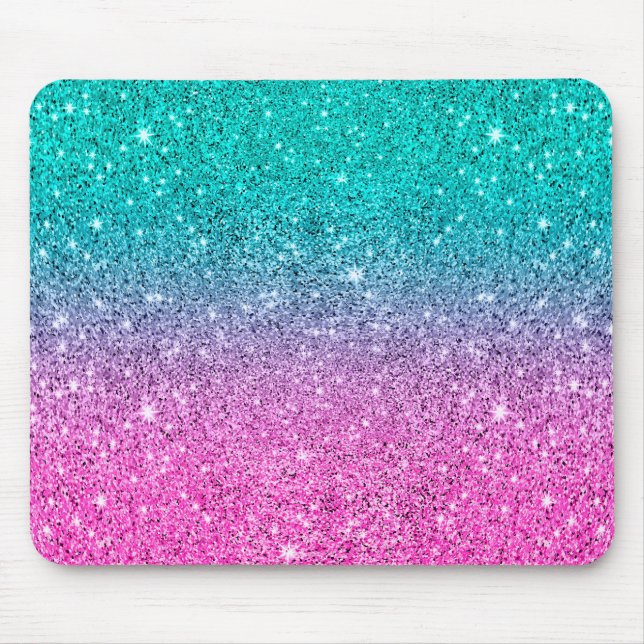 Tapis De Souris Gris rose chaud et turquoise texture parties scint (Devant)