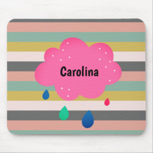 Tapis De Souris Gris rose Gris rayures Nom rétro