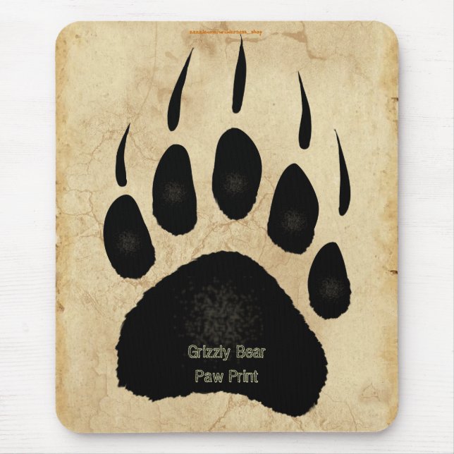 Tapis De Souris Grizzly Bear Empreinte de patte de la faune Mousep (Devant)