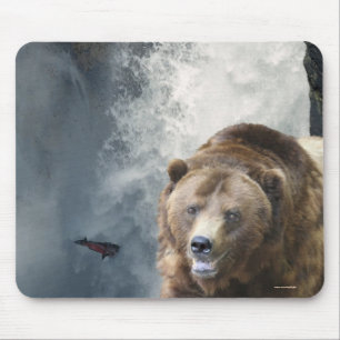 Tapis De Souris Grizzly Oear Saumon & Cascade Faune Mousepad