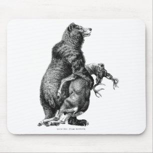 Tapis De Souris Grizzly ours chasse cerfs Dessin simple