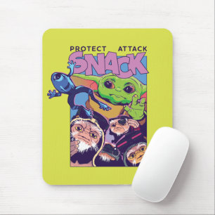 Tapis De Souris Grogu - Protéger. Attaquer. ENCAS !