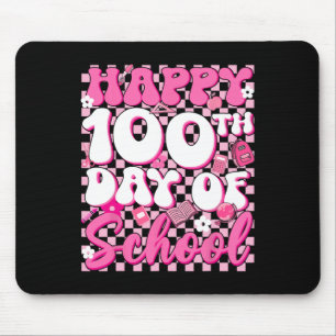 Tapis De Souris Groovy à Carreaux Joyeuse Fille 100ème Jour D'écol