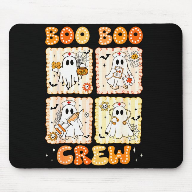 Tapis De Souris Groovy Boo Boo Crew Nurse Funny Ghost Women Hallow (Devant)